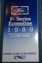 1989 Ford F-Series Trucks 7.3L Diesel Owner's Manual Supplement