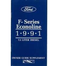 1991 Ford Econoline E-250 & E-350 7.3L Diesel Owner's Manual Supplement