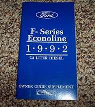 1992 Ford F-250 7.3L Diesel Owner's Manual Supplement
