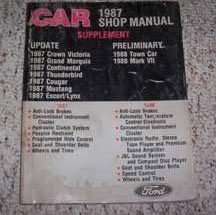 1987 Ford Thunderbird Service Manual Supplement